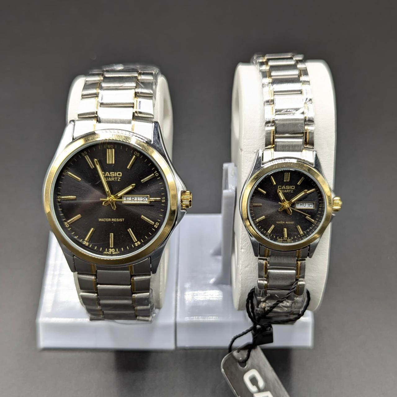 Casio couple watch silver best sale